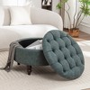 SEYNAR 29.5''Modern PU Leather Round Storage Ottoman with Wood Legs - 2 of 4