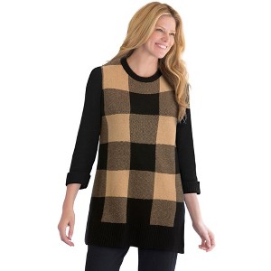 Woman Within Plus Size Buffalo Plaid Pullover Sweater - 1 of 4