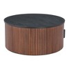 HomeRoots 32" Black and Walnut Wood Round Drum Coffee Table - 4 of 4