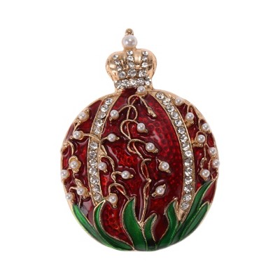 Unique Bargains Christmas Brooches YNCP7816 Alloy Dripping Wax Red Green 1.38"x1.93" 1 Pc