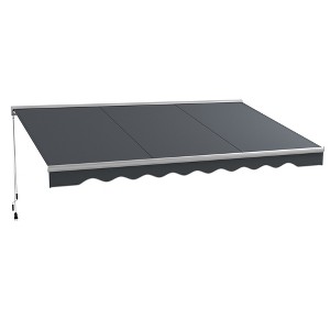 Outsunny 16.5' x 10' Electric Awning, Patio Retractable Awning with LED Lights and Remote Controller, Dark Gray - 1 of 4