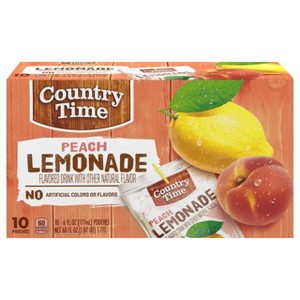Country Time Peach Lemonade, 10 ct Box, Pouches, 6 fl oz, Pack of 4 - 1 of 3