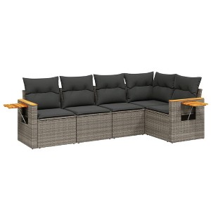 vidaXL Garden Sofa Set Grey PE rattan 5 Piece Adjustable Feet - 1 of 4