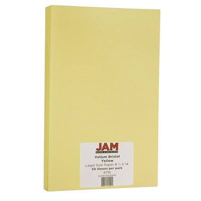 JAM Paper Legal Vellum Bristol 67lb Colored Cardstock 8.5x14 Coverstock Yellow 16928440