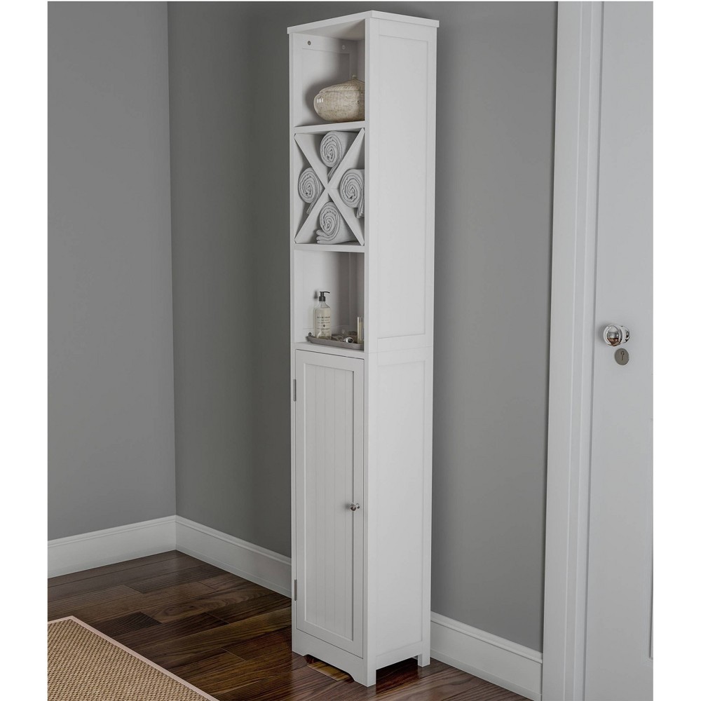 Linen Tower Tall Storage Cabinet White - Hastings Home