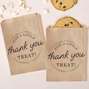 Big Dot of Happiness Simple Script Thank You Kraft Brown Paper Treat Bags, Wedding or Birthday Individual Greaseproof Paper Sandwich Bags - 25 Count - 1 of 4