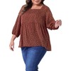 Women's Plus Size 3/4 Sleeve Square Neck Floral Peplum Babydoll Blouses - Agnes Orinda - 2 of 4