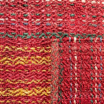 Red and Gold Hand-Knotted Jute Area Rug 3' x 5'