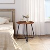 VisioGear Patio Small Side Table, Round Coffee Table with Adjustable Leveling Feet, End Table for Garden Balcony Yard, Brown, 19.68"*19.69"*21.06" - 2 of 4