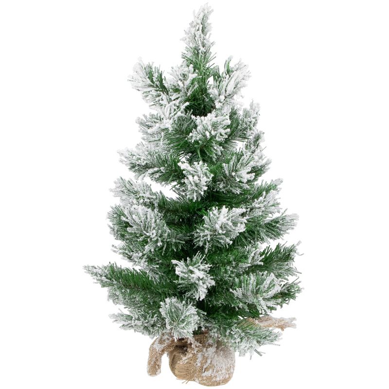 Northlight 1.8 FT Flocked Pine Full Artificial Christmas Tree in Burlap Base - Unlit, 1 of 7