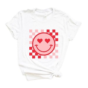 Simply Sage Market Women's Checkered Heart Eyes Short Sleeve Graphic Tee - 1 of 4