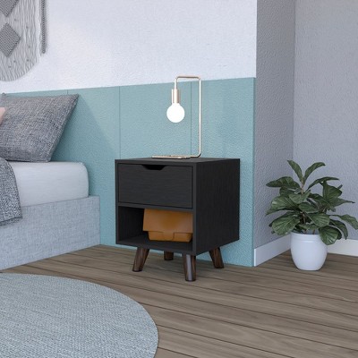 NicBex 19"H Wood Nightstand with Spacious Drawer,Bedside Tables with Open Shelf and Chic Wooden Legs for Bedroom,Living Room