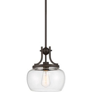 Kristov Bronze Mini Pendant 10 1/2" Wide Farmhouse Industrial Rustic Curved Clear Glass Shade for Dining Room Living House Home Foyer Kitchen Island - 1 of 4
