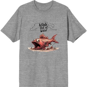 A Fish Out of Water Humor Adult Crew Neck Short Sleeve Tee - 1 of 2