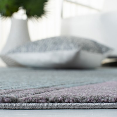 Gray and Light Blue Mid-Century Modern Synthetic Rug 8x10 Feet