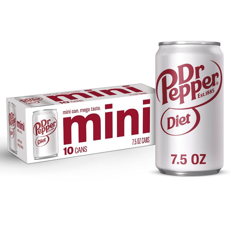 Diet Dr Pepper Soda - 10pk/7.5 fl oz Mini Cans, 1 of 8