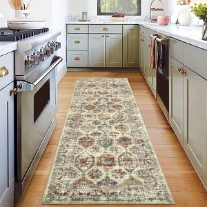 Machine Washable Vintage Large Area Rug Distressed Indoor Floor Carpet Non Slip Non Shedding Thin Foldable Printed Floor Cover - 1 of 4