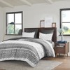 3Pcs Boho Style Cotton Duvet Set, Botanic Print Tufted Chevron Chenille Bedding, Farmhouse Bed Set with Matching Shams - 2 of 4
