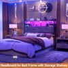 Besiost Headboard with Storage shelves and Charging Station, Wood Headboard with LED Light - 3 of 4
