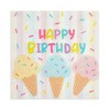 Blue Panda 100 Pack Happy Birthday Ice Cream Luncheon Paper Napkins for Party Supplies Decorations, 6.5 In - 3 of 4