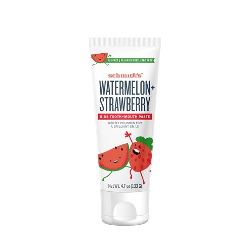 Schmidt's Watermelon + Strawberry Fluoride-Free Mouth And Toothpaste For Kids - 4.7oz : Target Schmidt's Watermelon + Strawberry Fluoride-Free Mouth And Toothpaste For Kids - 4.7oz : Target