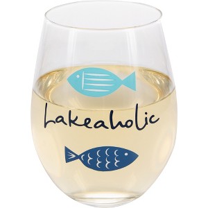 Pavilion Gift Company - Lakeaholic - 18 oz Stemless Wine Glass - Drinkware - 1 of 4