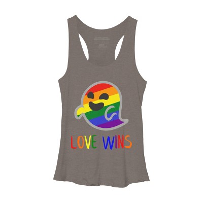 Adult Design By Humans Happy Ghost Love Wins Pride By Racerback Tank Top