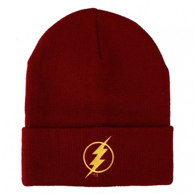 Adult The Flash Logo Dark Red Colorway Cuffed Beanie