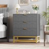 3 Drawer Dresser, Wood Chest Drawers with Storage for Closet, Bedroom, Drawers Dresser Modern Bedside Nightstand with Gold Handles - 3 of 4