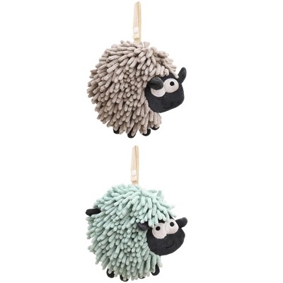 REGALWOVEN Cute Sheep Shape Chenille Soft Absorbent Hand Towels 2 Pcs