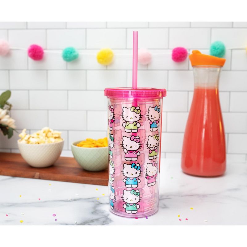 Silver Buffalo Sanrio Hello Kitty Expressions Carnival Cup With Lid and Straw | Holds 20 Ounces, 5 of 10