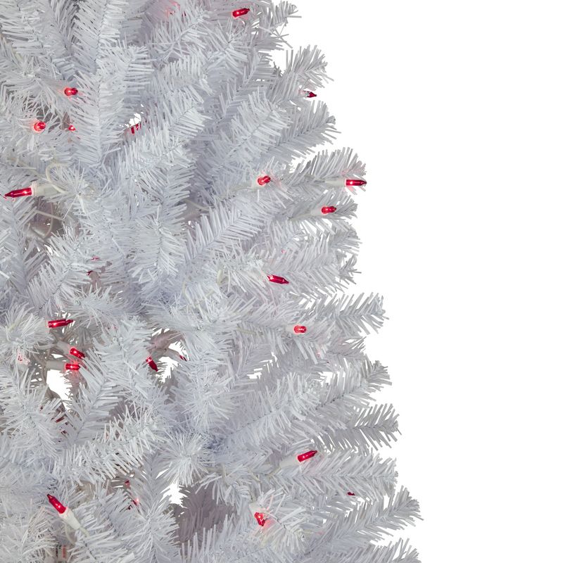 Northlight 6.5’ Pre-Lit Slim Geneva White Spruce Artificial Christmas Tree, Pink Lights, 3 of 8