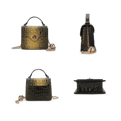 MKF Collection Luxe Croc-Embossed Mini Satchel Bag with Gold Chain Strap, Vegan Leather by Mia K — фото 5
