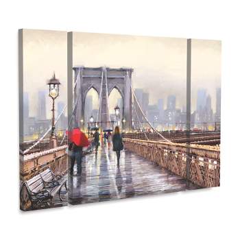 Trademark Fine Art -The Macneil Studio 'Brooklyn Bridge' Multi Panel Art Set Large 3 Piece