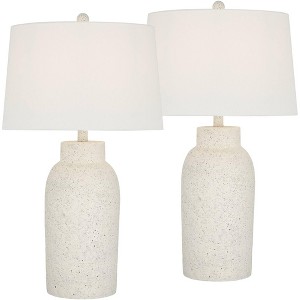 360 Lighting Jaime 27 1/2" Tall Modern Coastal Table Lamps Set of 2 Faux White Sandstone Finish White Shade Living Room Bedroom Bedside Nightstand - 1 of 4