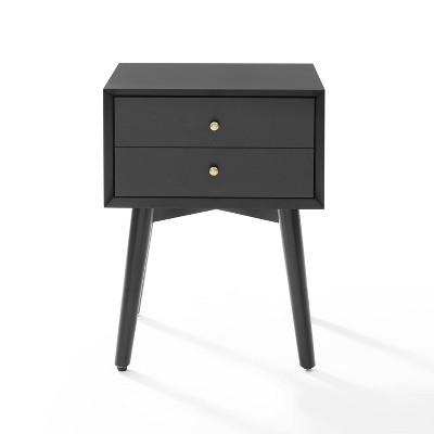 Landon Matte Black Mid-Century Modern Nightstand with Tapered Legs