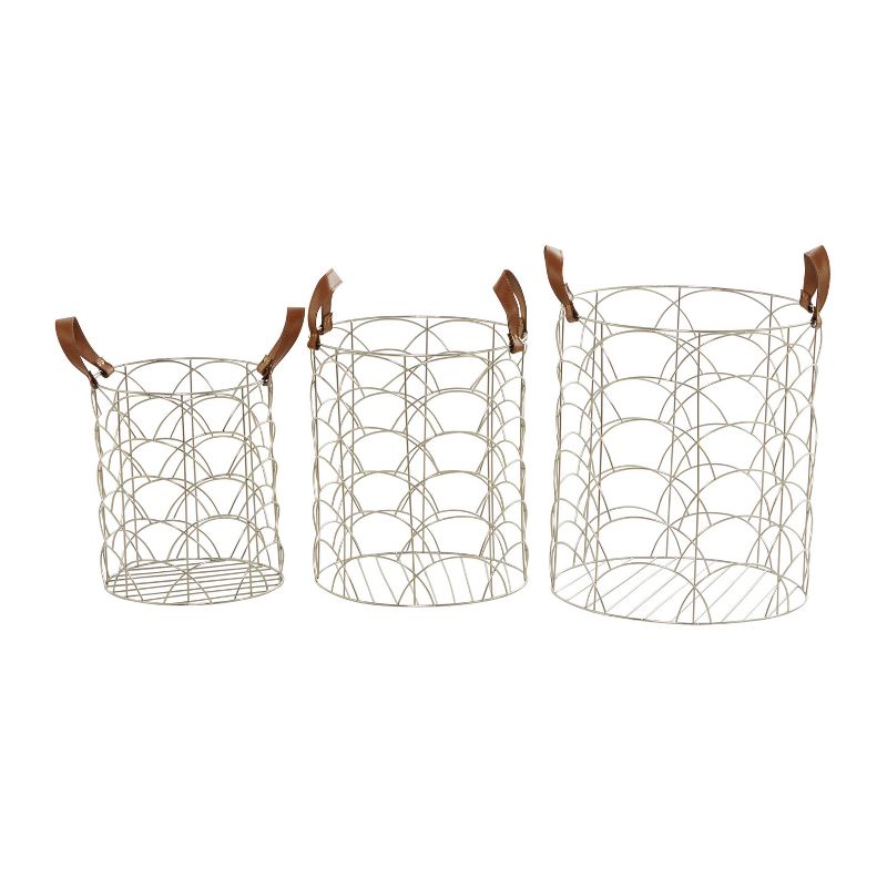 Set of 3 Metal Storage Baskets Silver - Olivia &#38; May, 2 of 6