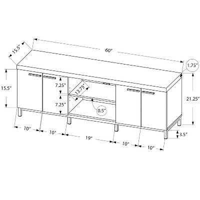 Contemporary White and Gray 60" TV Console with Cabinets