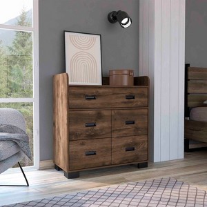 Alyn Dresser, Four Legs, Four Drawers, One Double Drawer, Superior Top -Dark Brown - 1 of 1