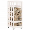 vidaXL Log Holder with Wheels White 15.7 in.x19.3 in.x43.3 in. Solid Wood Pine - 3 of 4