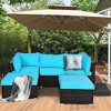 Costway 5PCS Patio Rattan Sectional Conversation Set Ottoman Turquoise - image 4 of 4