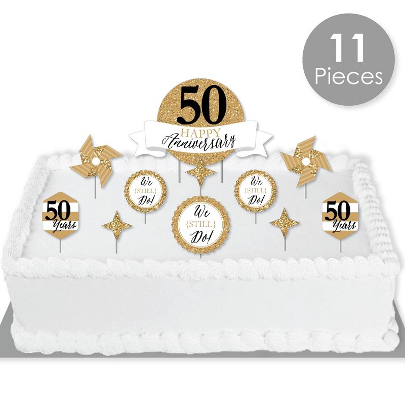 Big Dot of Happiness We Still Do - 50th Wedding Anniversary - Anniversary Party Cake Decorating Kit - Happy Anniversary Cake Topper Set - 11 Pieces, 2 of 7