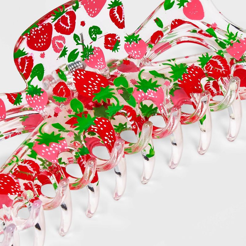 Jumbo Strawberry Print Hair Claw Clip - Wild Fable&#8482; Green/Red, 2 of 3