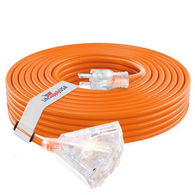 LifeSupplyUSA 12 Gauge 3-Outlet Power Extension Cord Outdoor & Indoor Waterproof Cable SJTW 12/3 ETL Listed