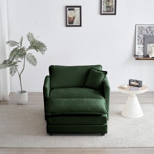 Ridstar Modern Accent Chair, Armchair with Ottoman For Bedroom, Living Room & Reading Room-Green - 1 of 4