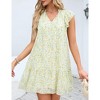 Women's Babydoll Mini Dress Summer V Neck Flutter Sleeve Boho Floral Flowy Shift Short Dress - 4 of 4