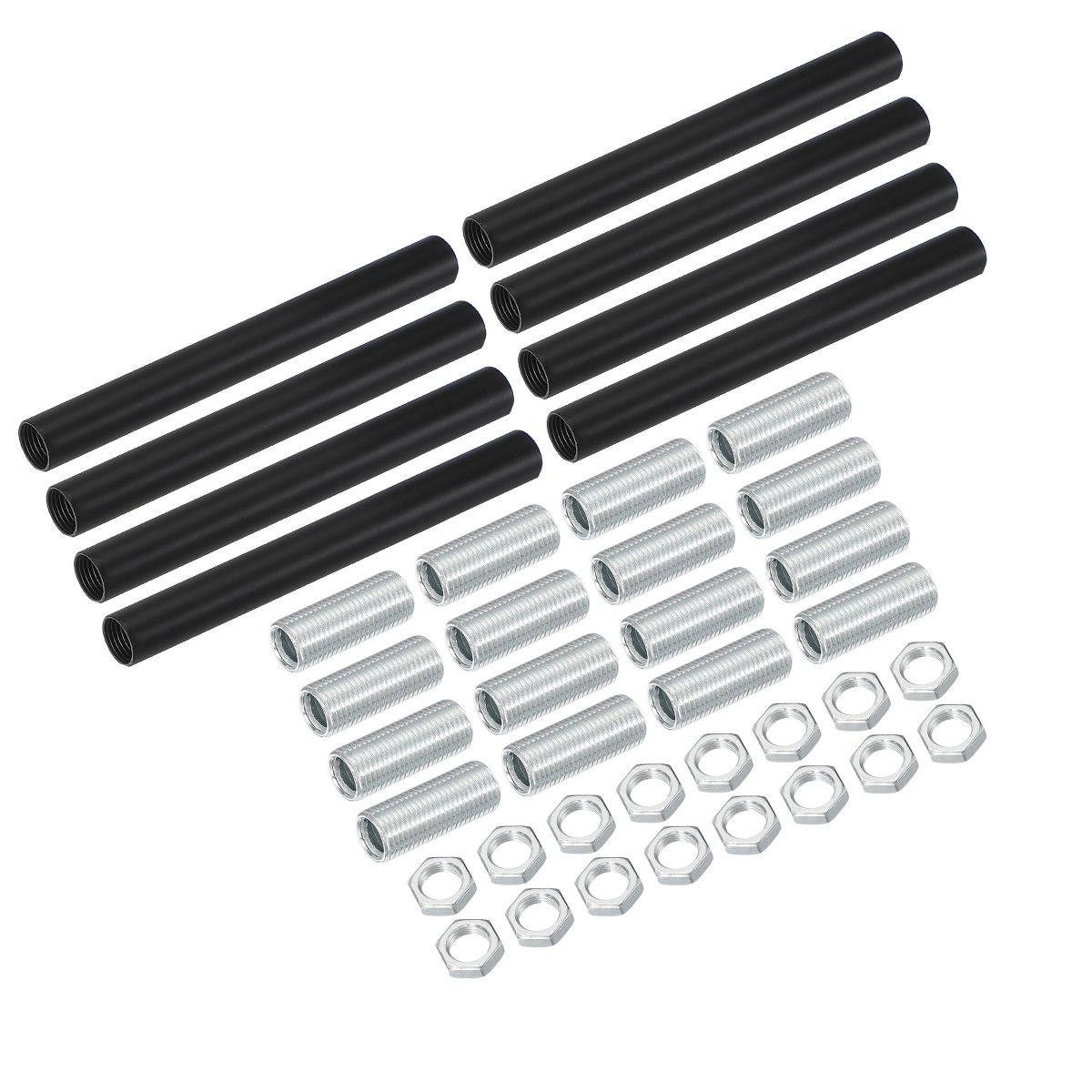 Unique Bargains Indoor Electroplated Iron Threaded Extension Rod Lighting Fixture Downrods Black M10 x 3.9" 8 Sets