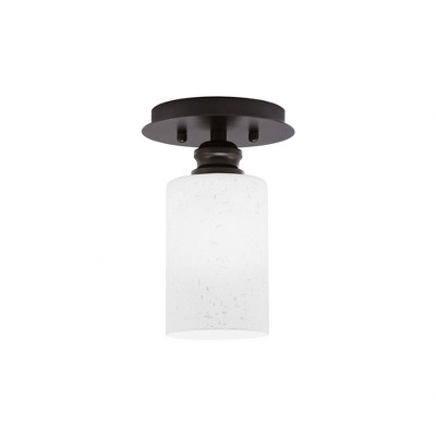 Toltec Lighting Edge 1 - Light Flush Mount in  Espresso with 4" White Muslin Shade