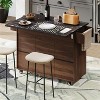 LunaLulinlk Kitchen Island with Trash Can Storage Cabinet, Rolling Kitchen Island on Wheels with Adjustable Shelf, Walnut Brown - 4 of 4