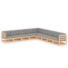vidaXL 9 Piece Patio Lounge Set with Cushions Solid Wood Pine - Natural With Cushions - 2 of 4